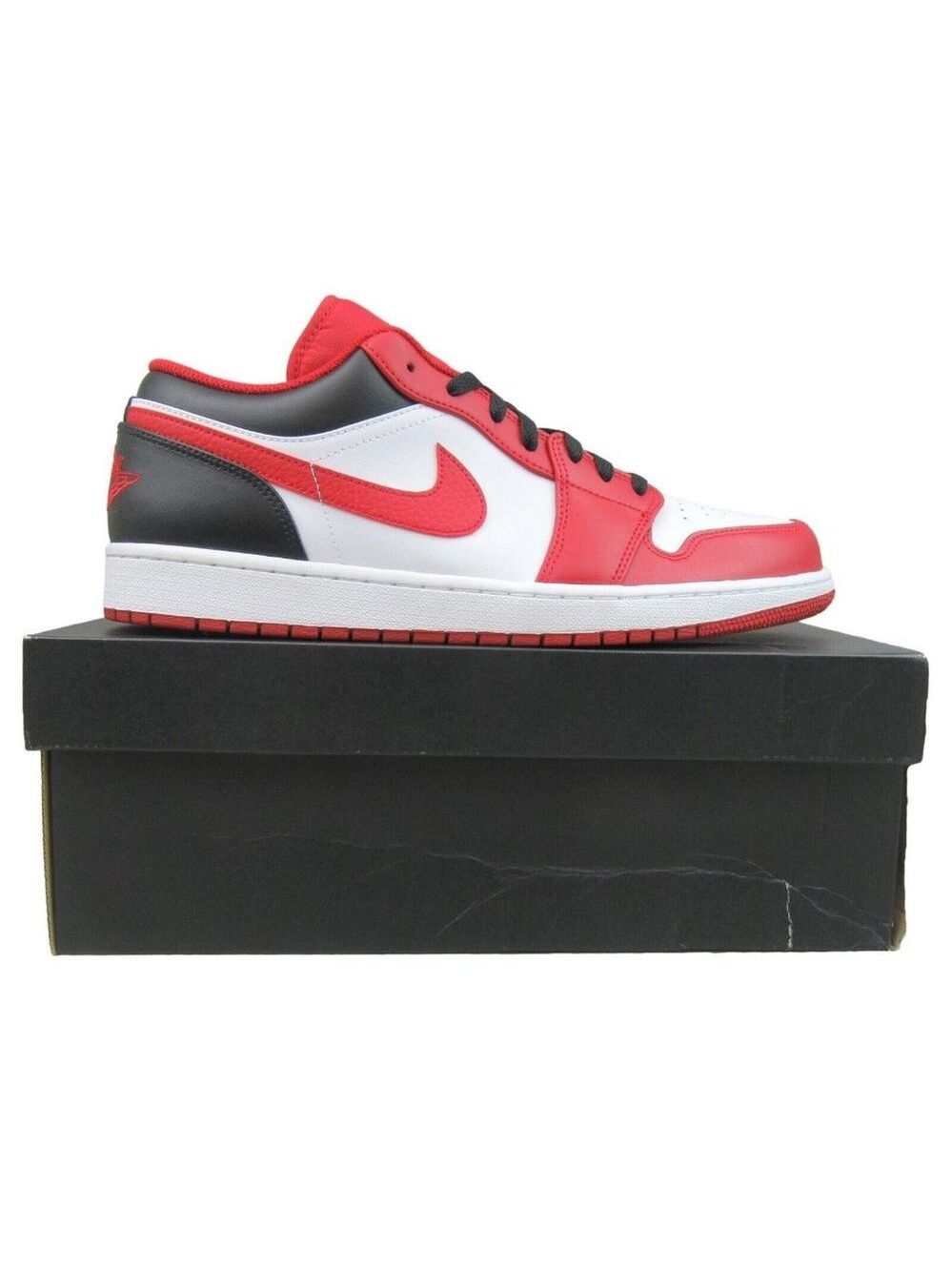 Air Jordan 1 Low Bulls Black Gym Red Shoes Mens Size 13 NEW - Picture 1 of 14